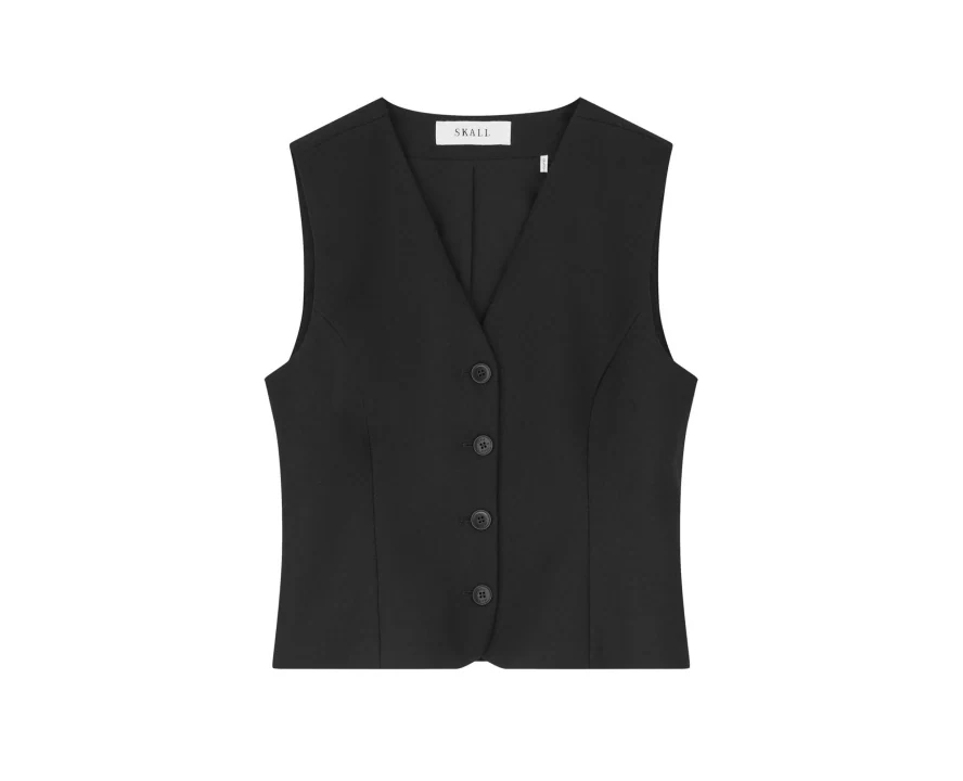 Packshot of the Maison Aro tailored vest, shot flat against white